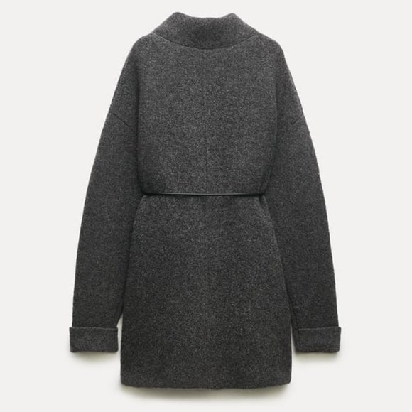 NWT ZARA BELTED CROPPED KNIT COAT S, M 5755 - Picture 7 of 11